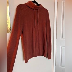 Burnt orange express sweater - drawstring neck - oversized sweater size M